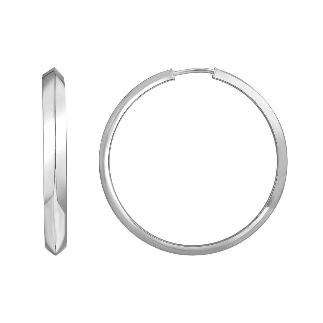 30mm Triangular Tube Round Hoop Earrings