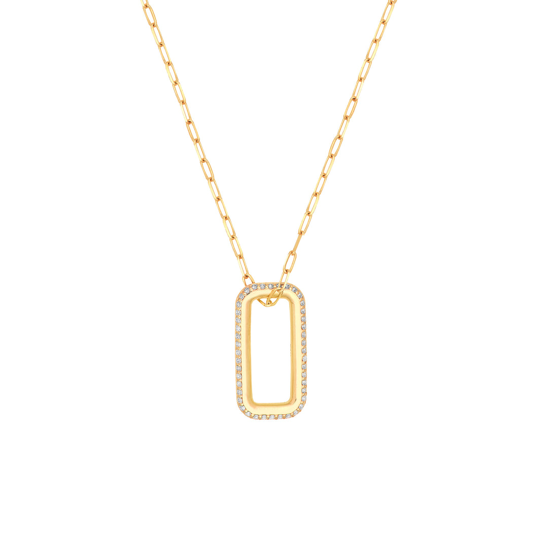 1/2tcw Diamond Rectangle Pendant Paper Clip Necklace