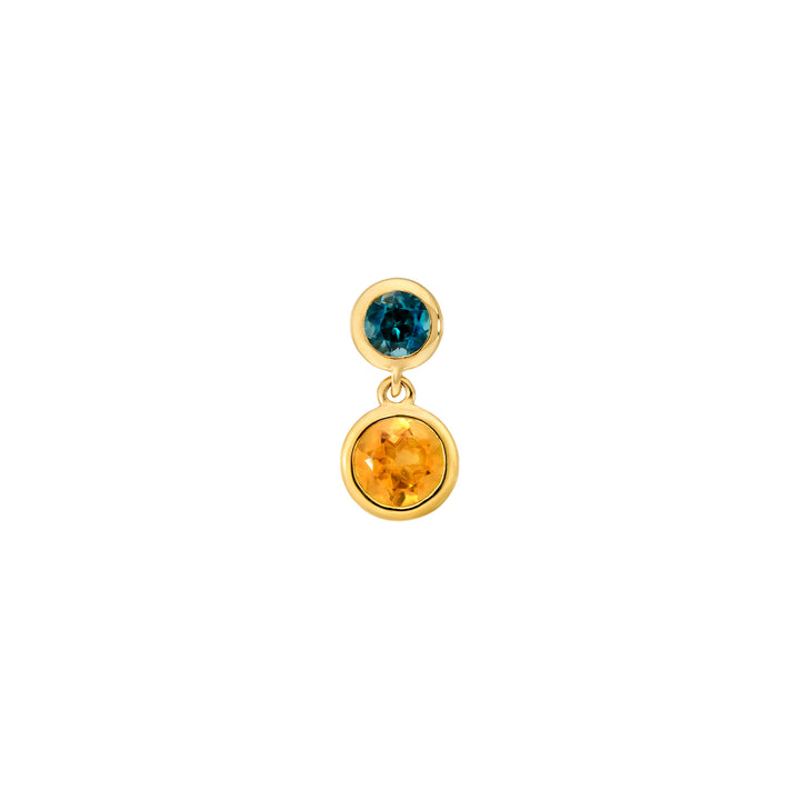 Citrine & Blue Topaz Bezel Drop Earrings