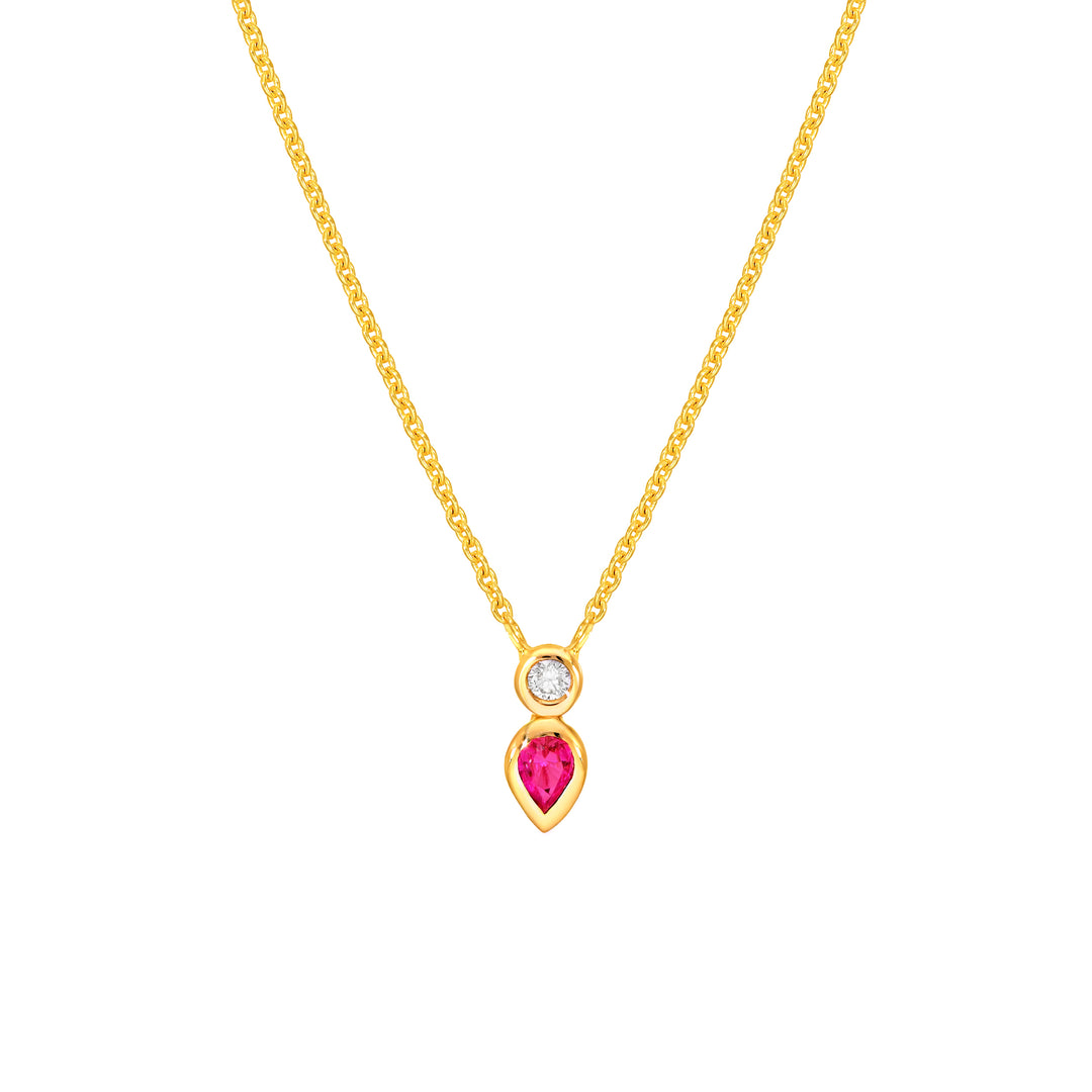 Diamond & Ruby Duo Bezel Necklace