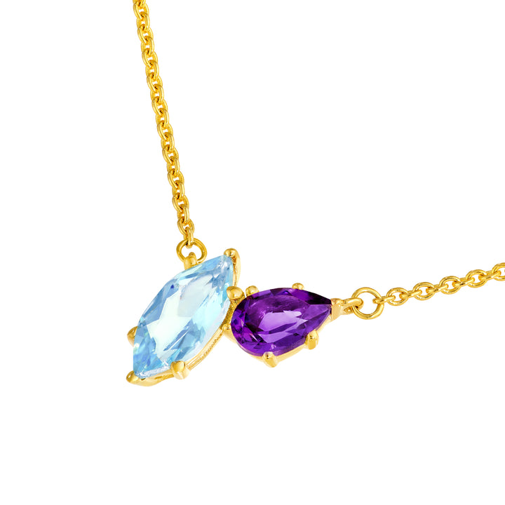Toi et Moi Necklace (Sky Blue & Purple Amethyst)