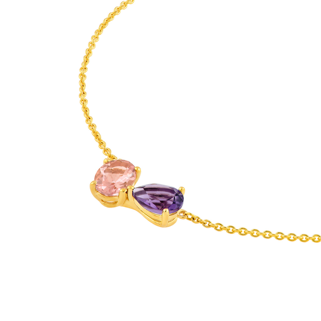 Toi et Moi Necklace (Pink Morganite & Amethyst)