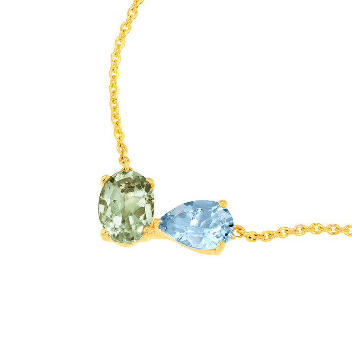 Toi et Moi Necklace (Green Amethyst & Sky Blue)