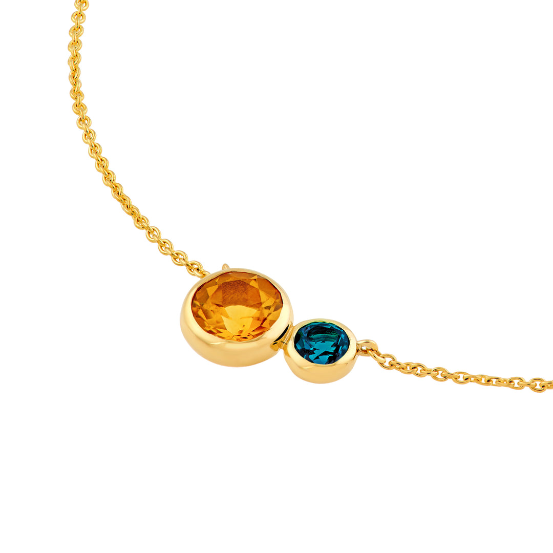 Toi et Moi Necklace (London Blue & Citrine)