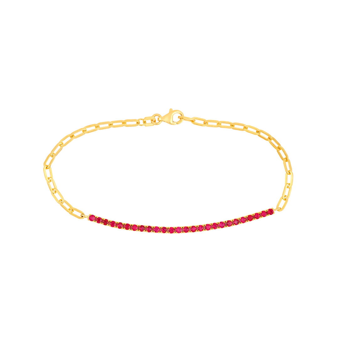 2mm Ruby Half Paper Clip Half Tennis Bracelet