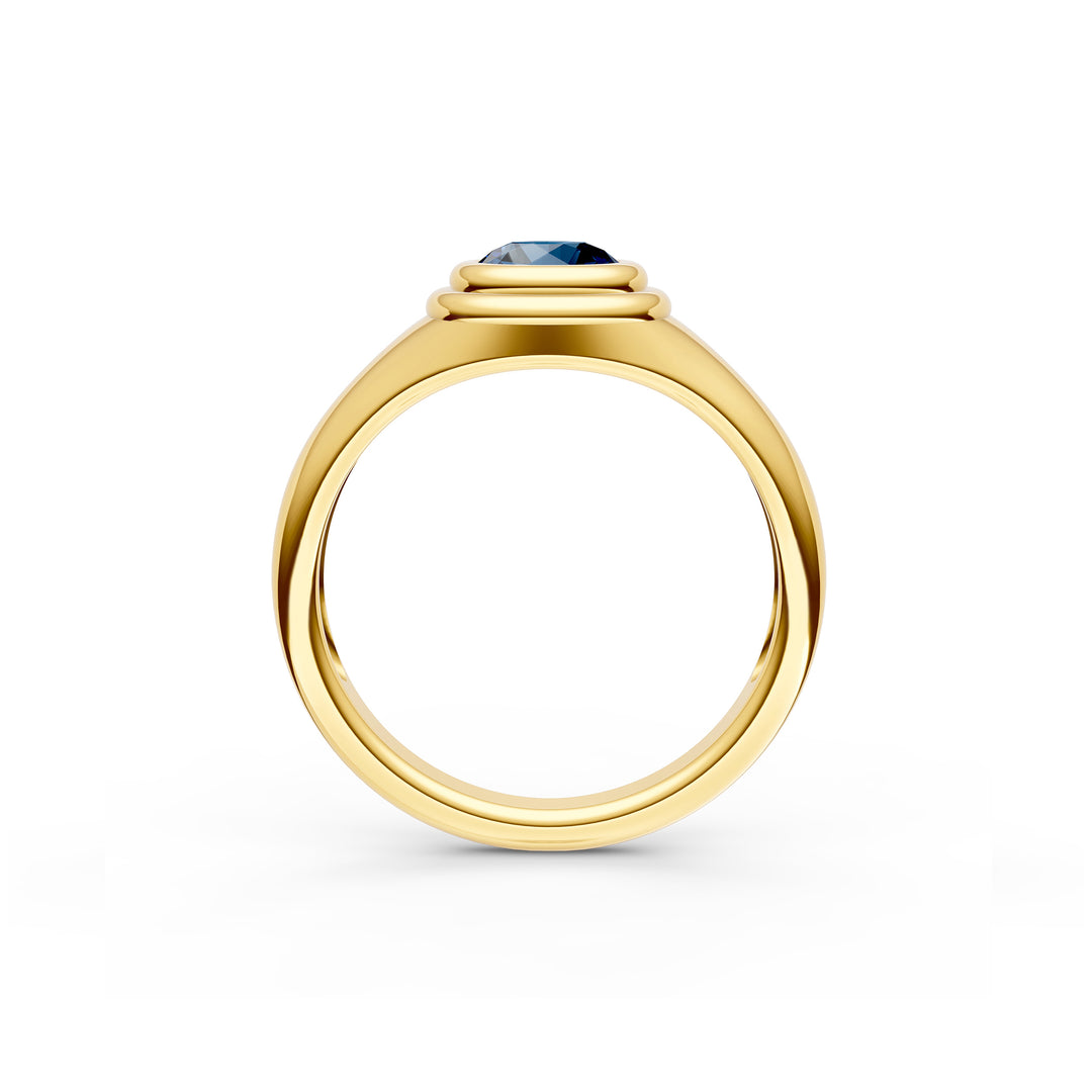 1/2ct Round London Blue Bezel Pinky Ring