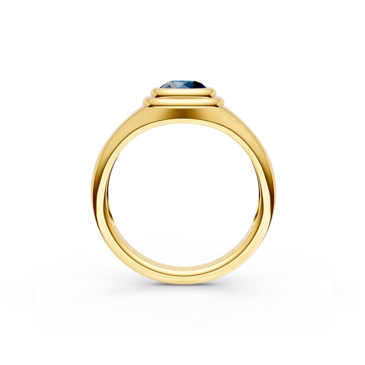1/2ct Round London Blue Bezel Pinky Ring