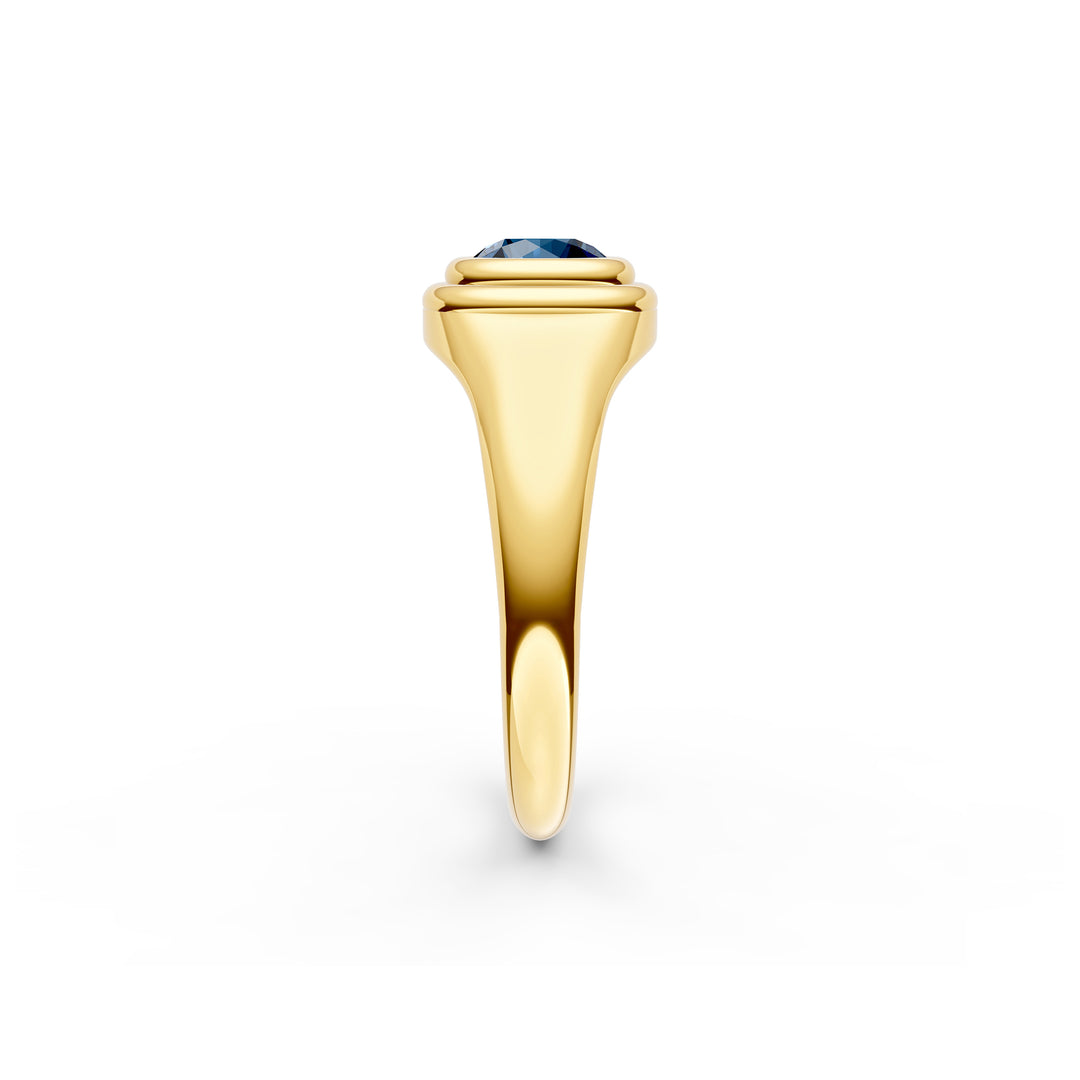 1/2ct Round London Blue Bezel Pinky Ring