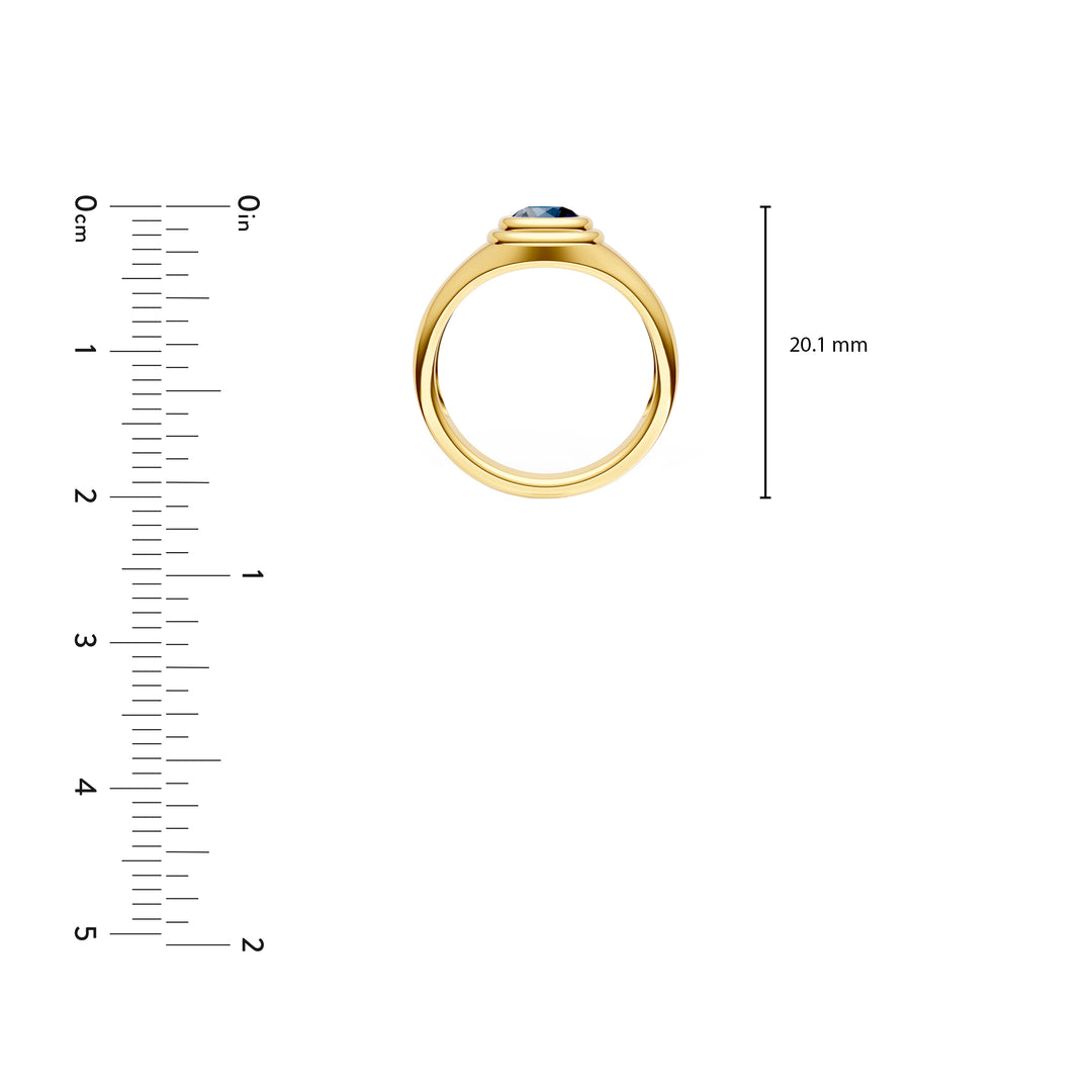 1/2ct Round London Blue Bezel Pinky Ring