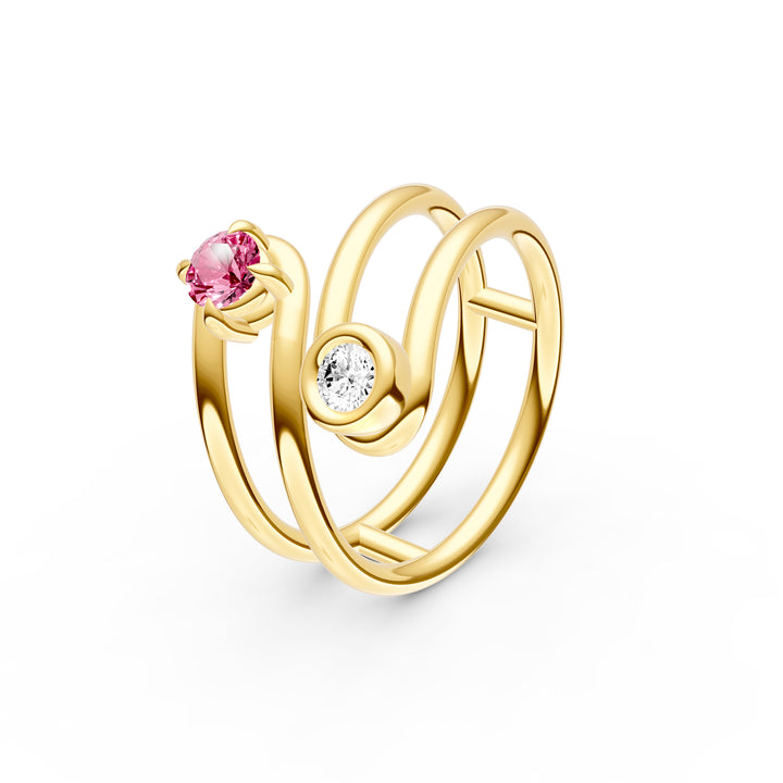 Diamond & Pink Sapphire Wrap Ring