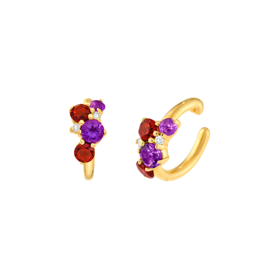 Mixed Ruby Gemstone Cluster Ear Cuff