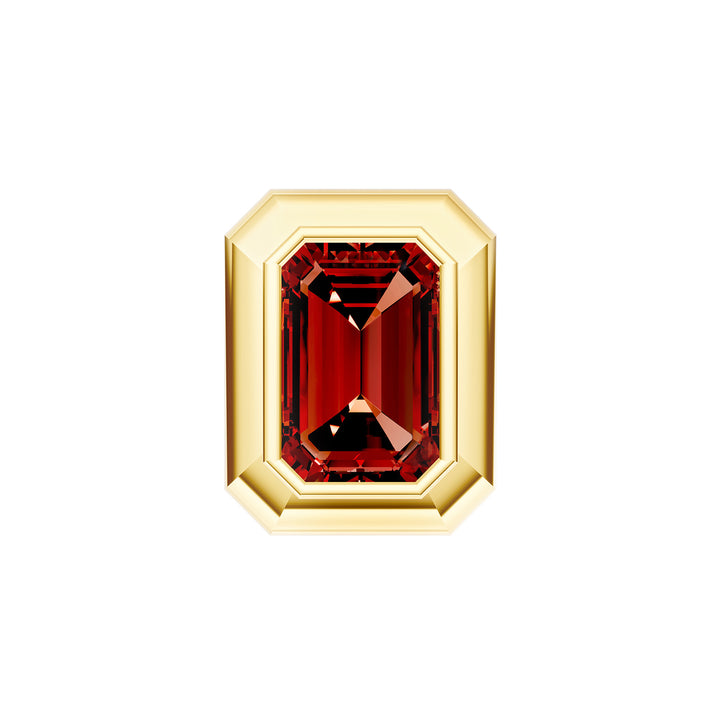 Emerald Red Garnet Double Bezel Stud Earrings