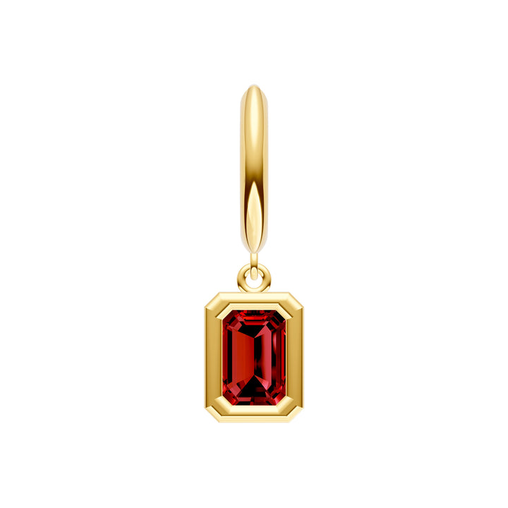 Emerald Red Garnet Bezel Drop Earrings