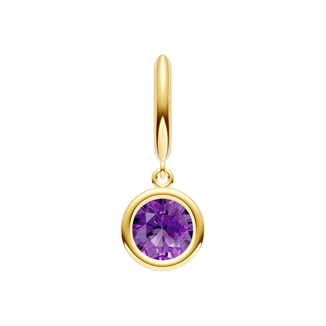 Round Purple Amethyst Drop Earrings