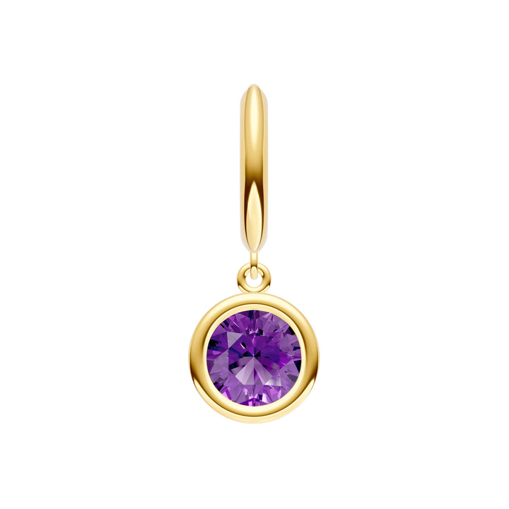 Round Purple Amethyst Drop Earrings