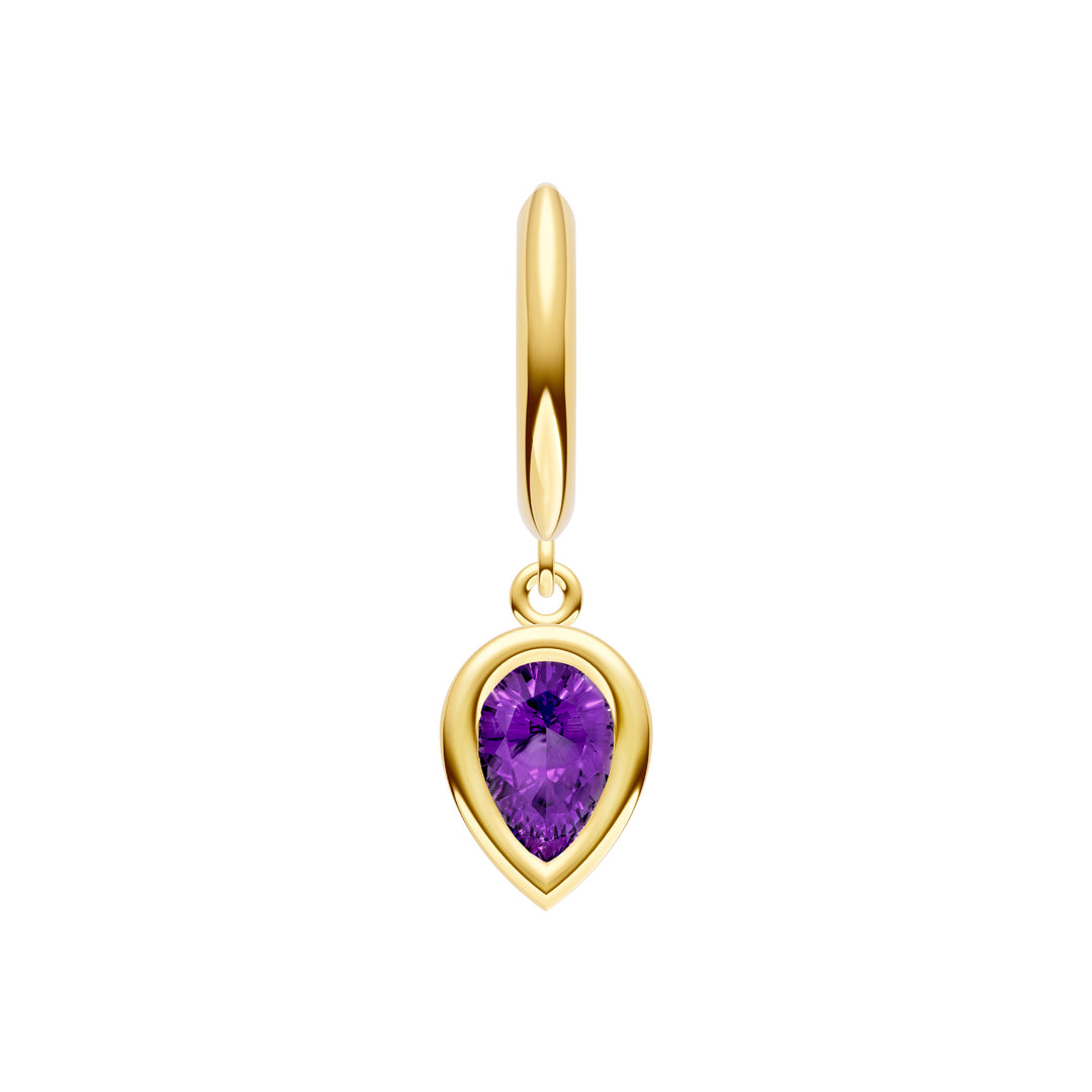 Pear Purple Amethyst Bezel Drop Earrings