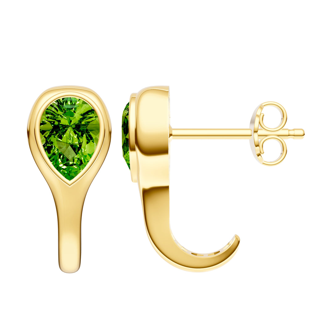 Pear Peridot Bezel Stud Earrings