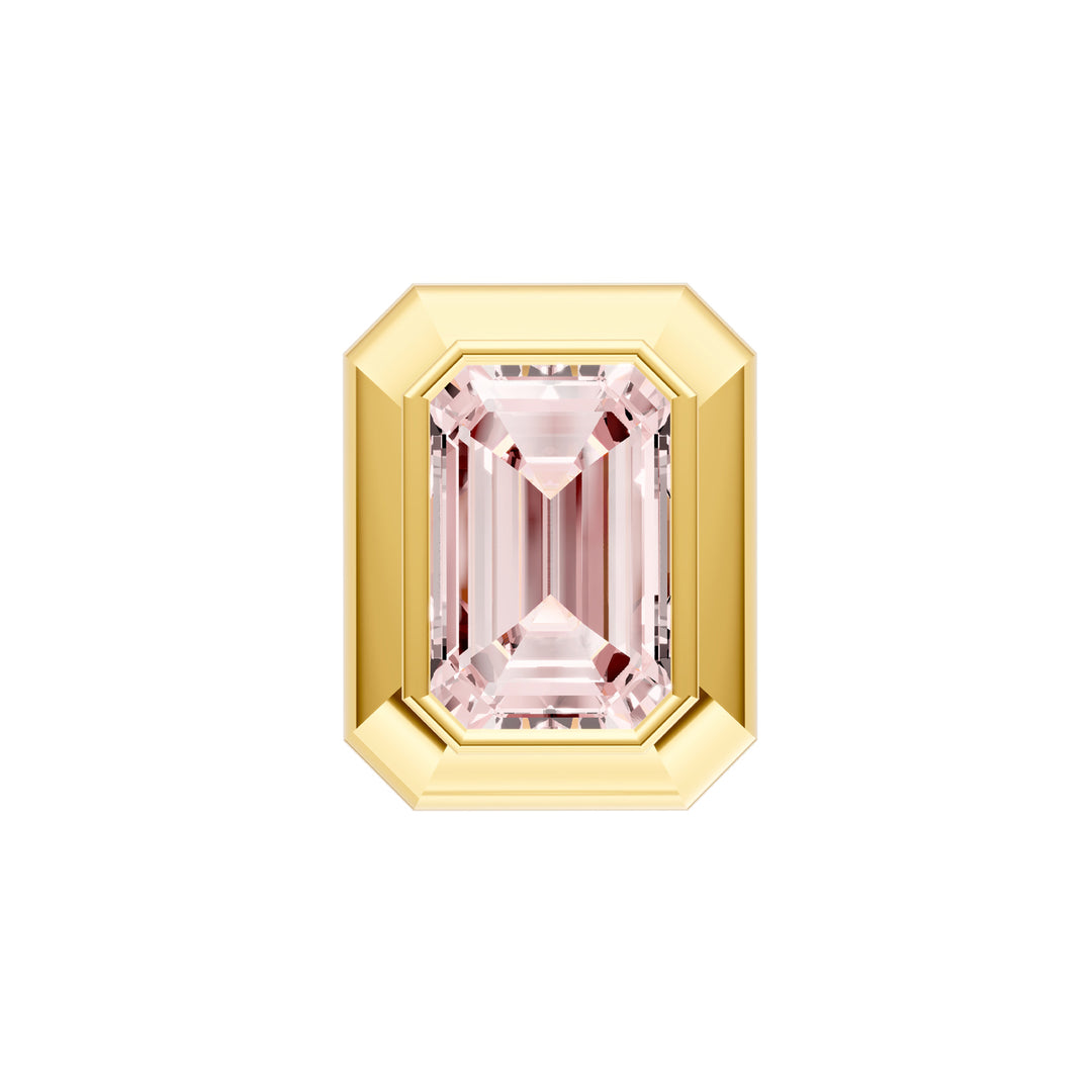 Emerald Pink Morganite Double Bezel Stud Earrings
