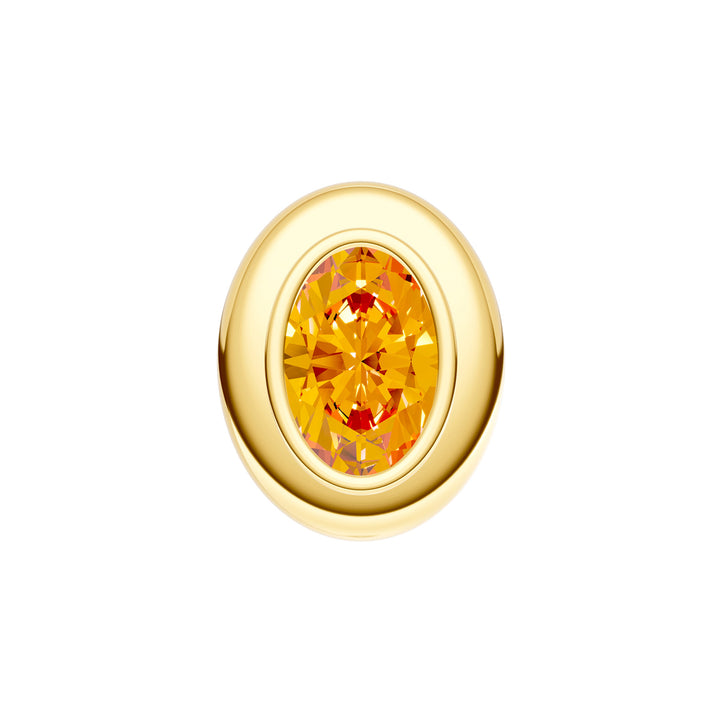 Oval Citrine Double Bezel Stud Earrings
