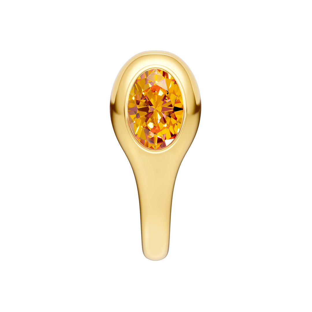 Oval Citrine Bezel Stud Earrings