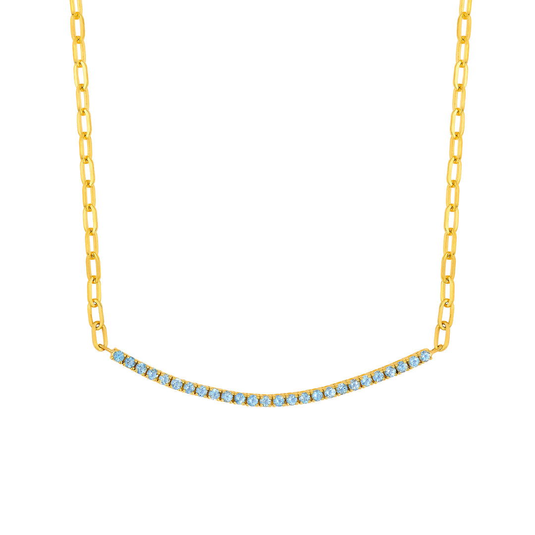 1ct Aqua Half Paper Clip Half Tennis Necklace