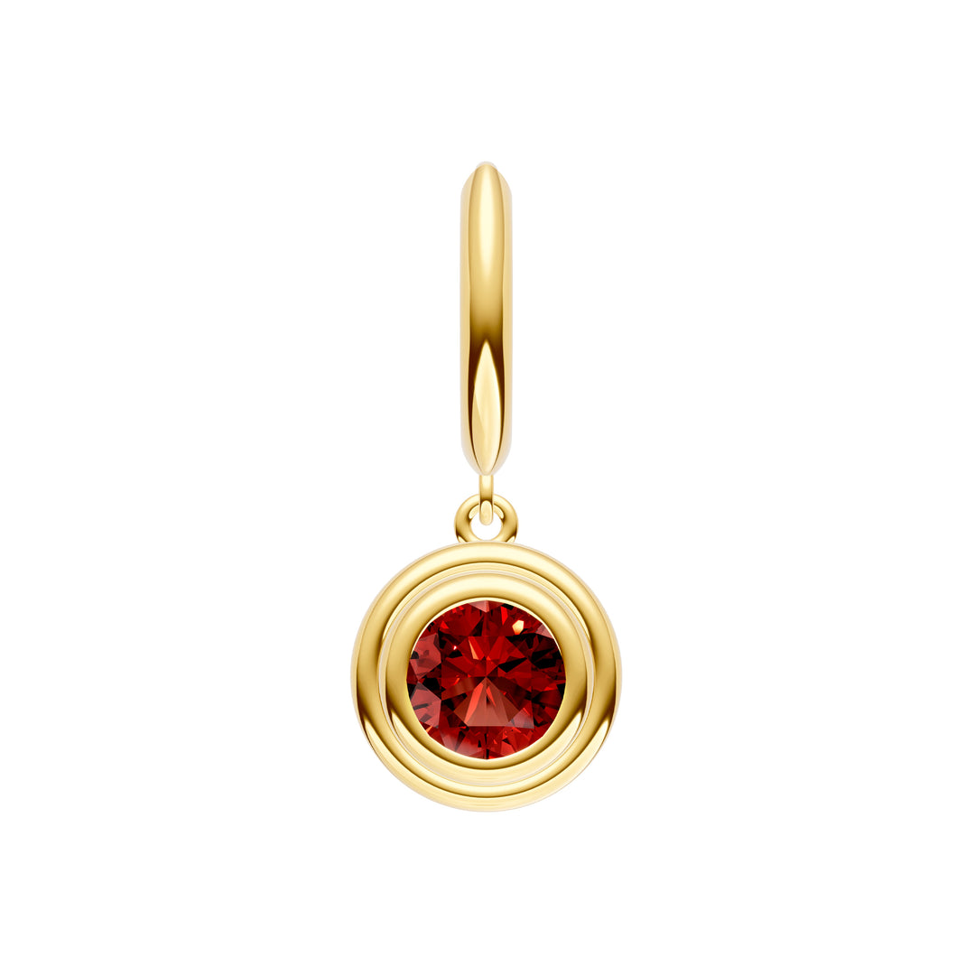Red Garnet Double Bezel Dangle Earrings