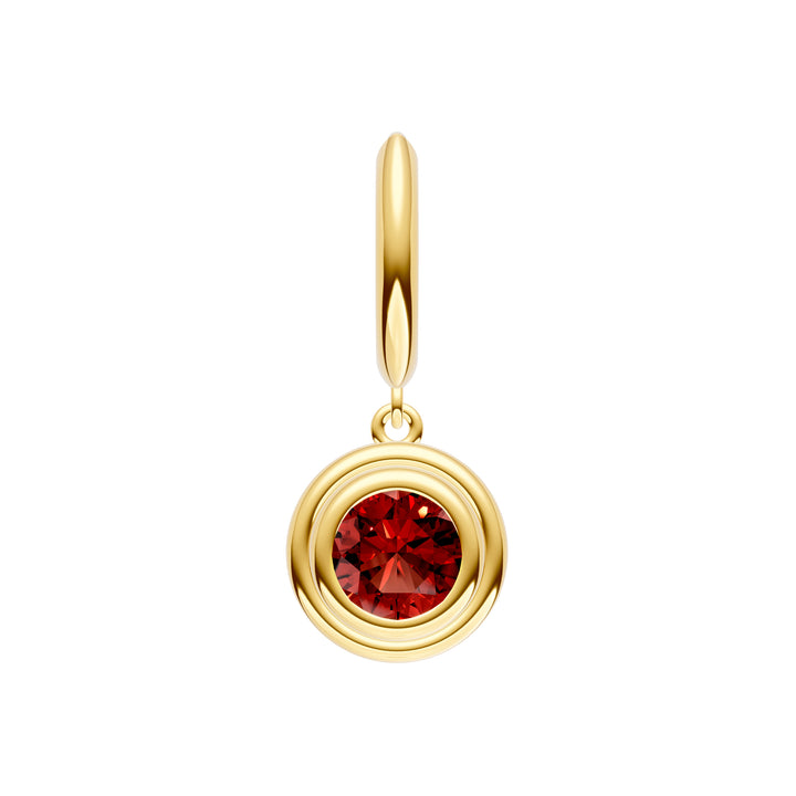 Red Garnet Double Bezel Dangle Earrings