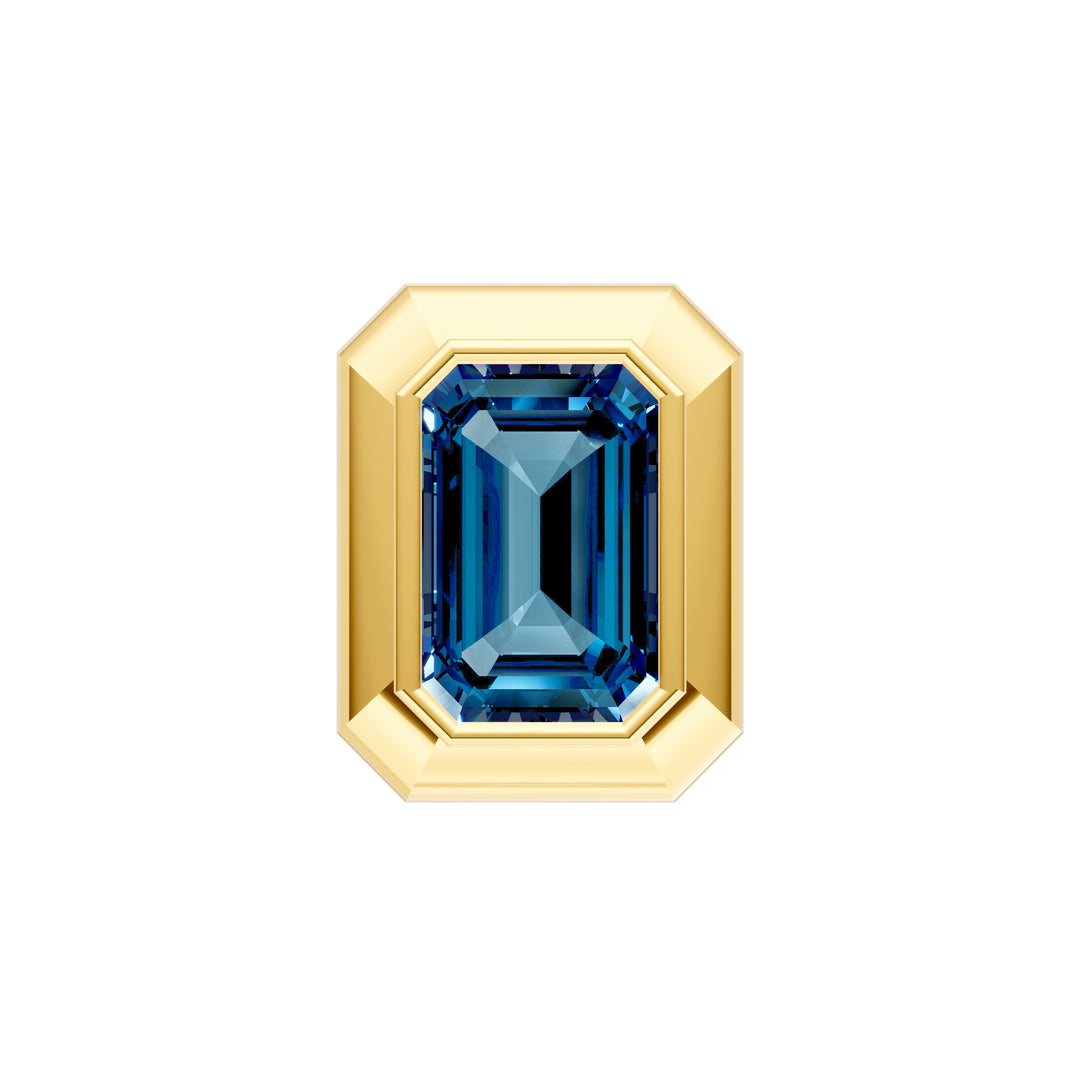 Emerald London Blue Double Bezel Stud Earrings