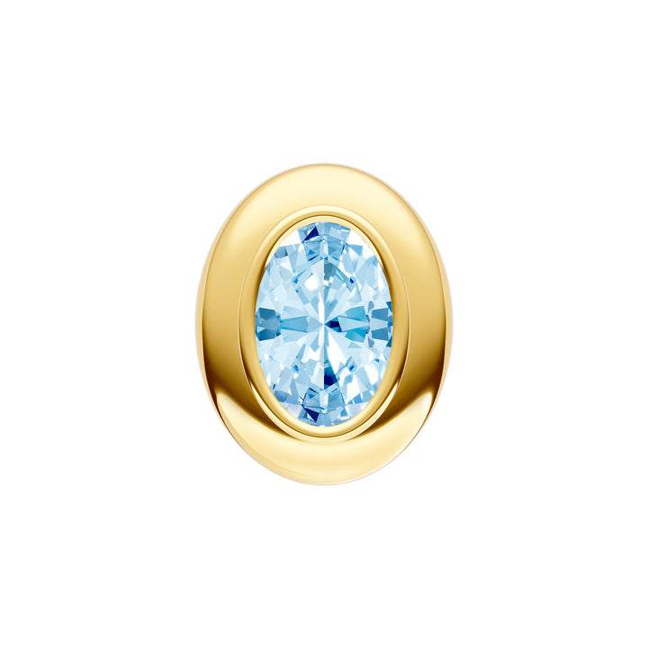 Oval Sky Blue Double Bezel Stud Earrings