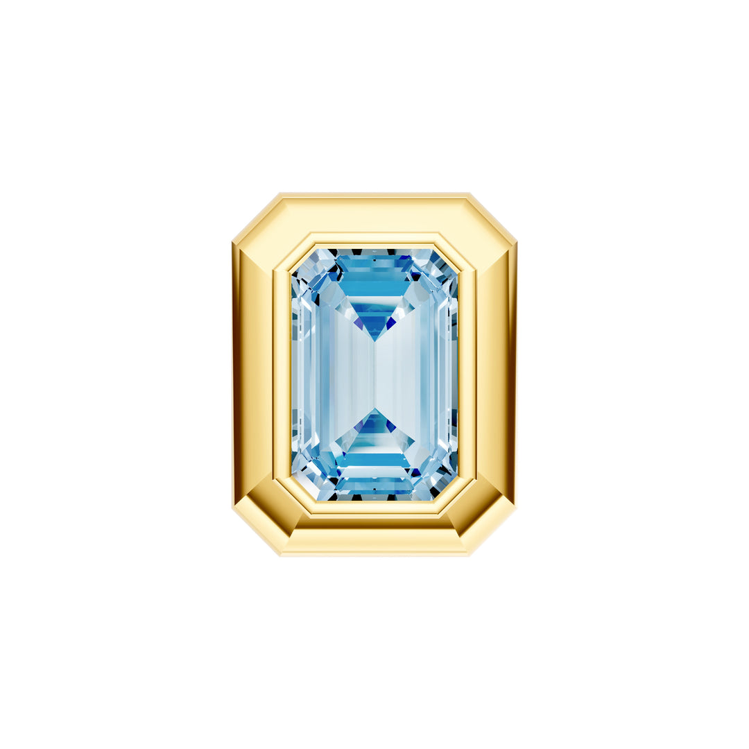 Emerald Sky Blue Double Bezel Stud Earrings