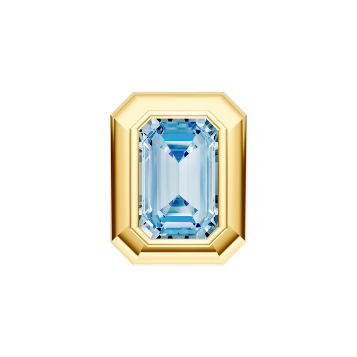 Emerald Sky Blue Double Bezel Stud Earrings