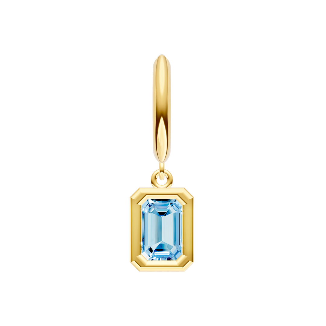 Emerald Sky Blue Bezel Drop Earrings