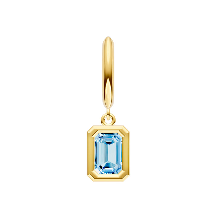 Emerald Sky Blue Bezel Drop Earrings
