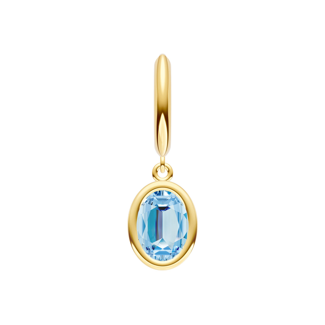 Oval Sky Blue Bezel Drop Earrings