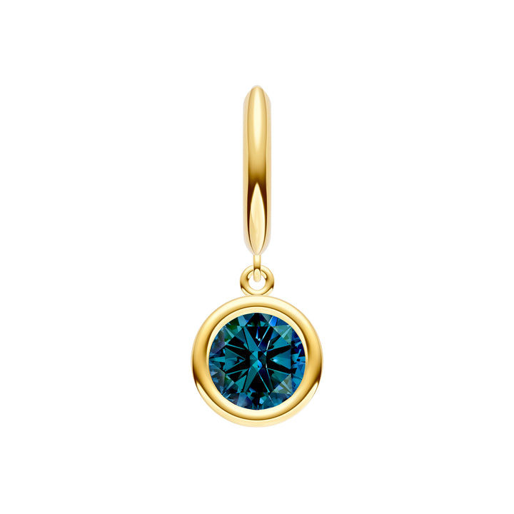 Round London Blue Topaz Double Bezel Drop Earrings