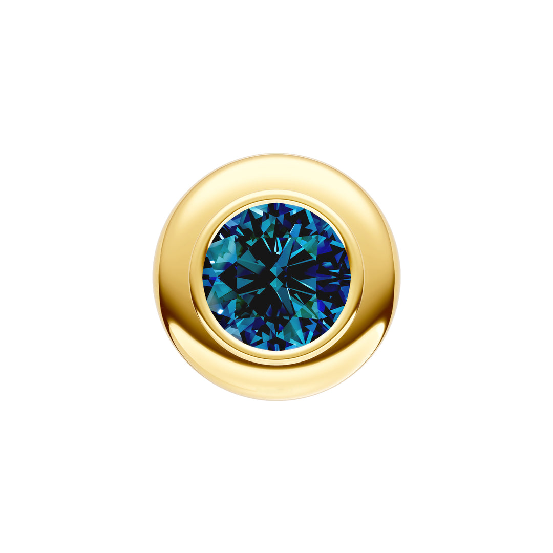 Round London Blue Topaz Double Bezel Stud Earrings