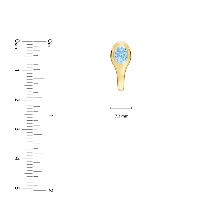 Oval Sky Blue Bezel Stud Earrings