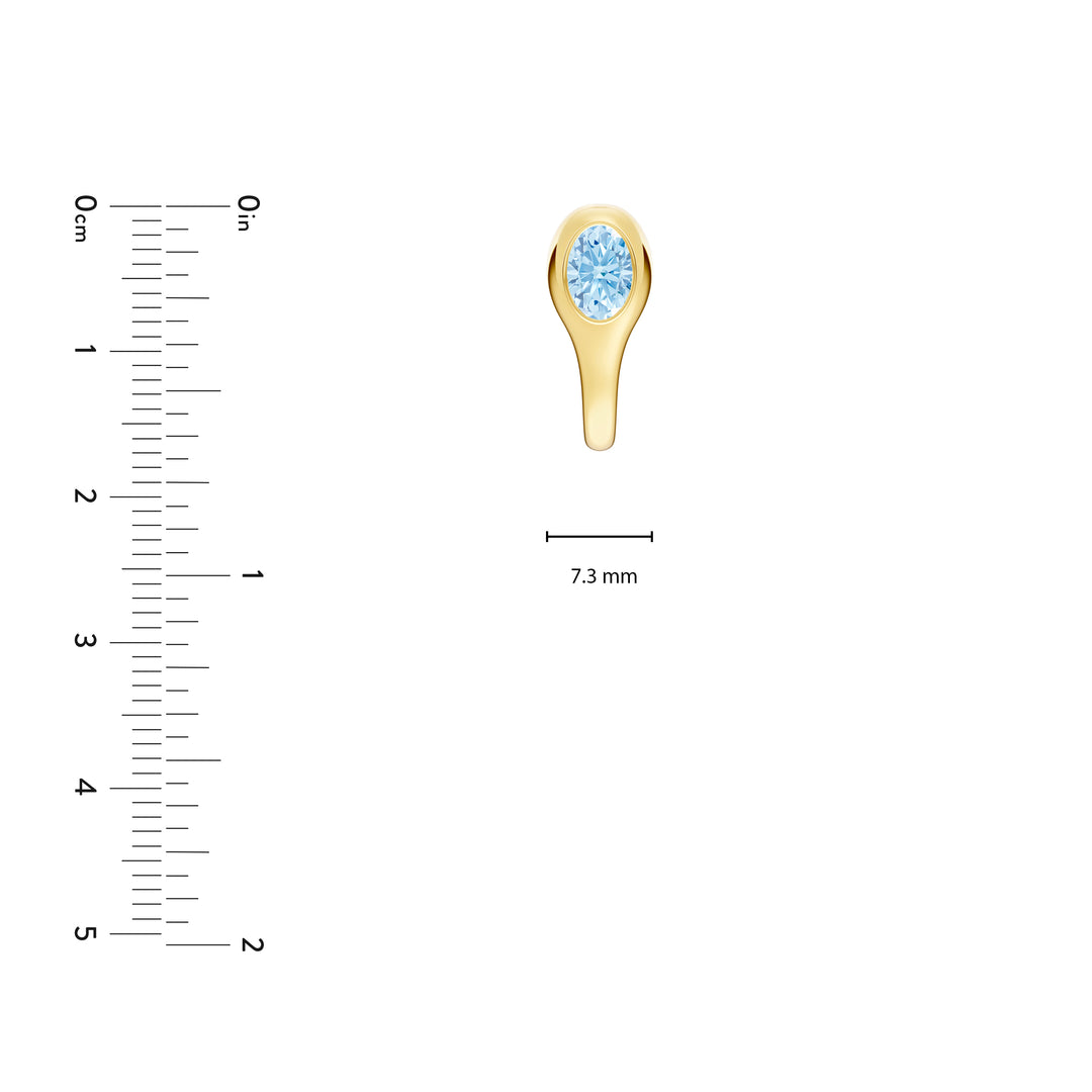 Oval Sky Blue Bezel Stud Earrings