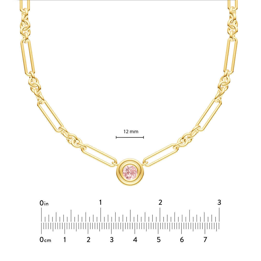 3/4tcw RD Pink Morganite 5+1 Link Necklace