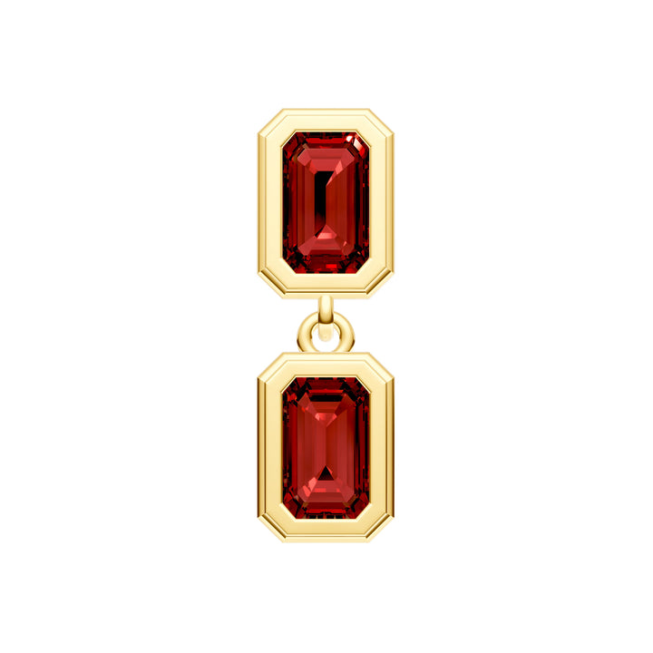 Double Emerald Red Garnet Dangle Earrings