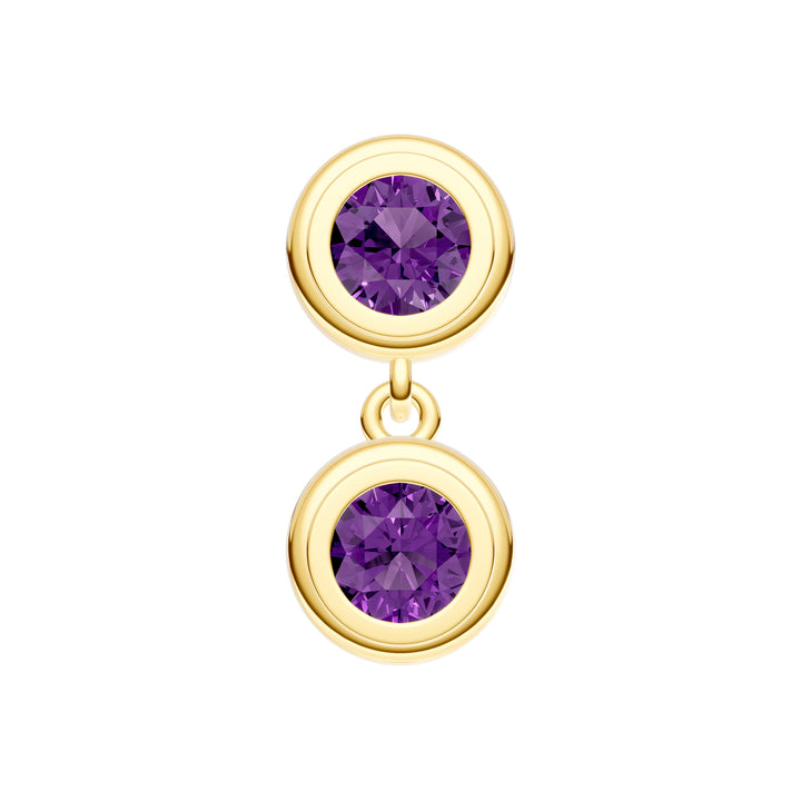 Double Round Purple Amethyst Dangle Earrings