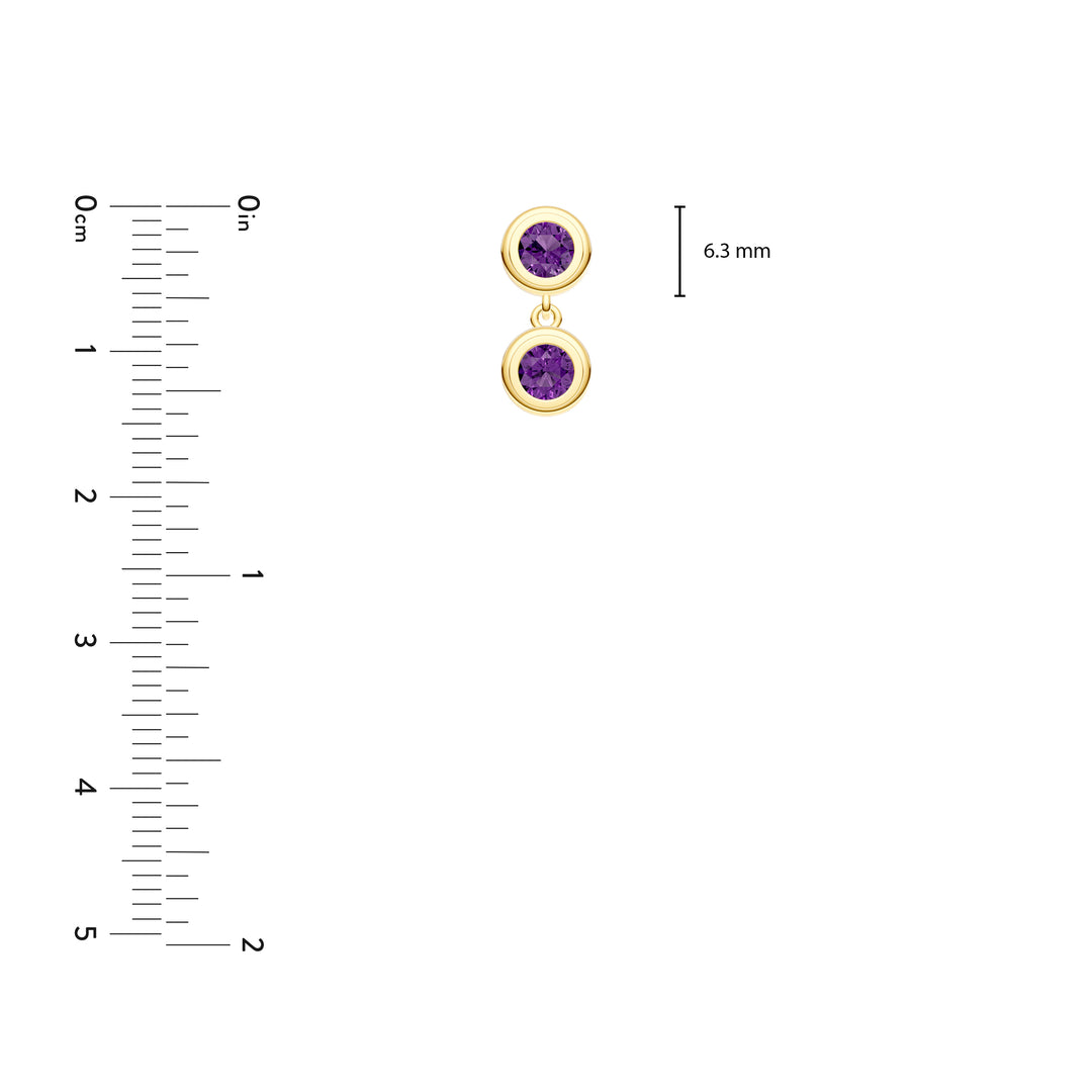 Double Round Purple Amethyst Dangle Earrings