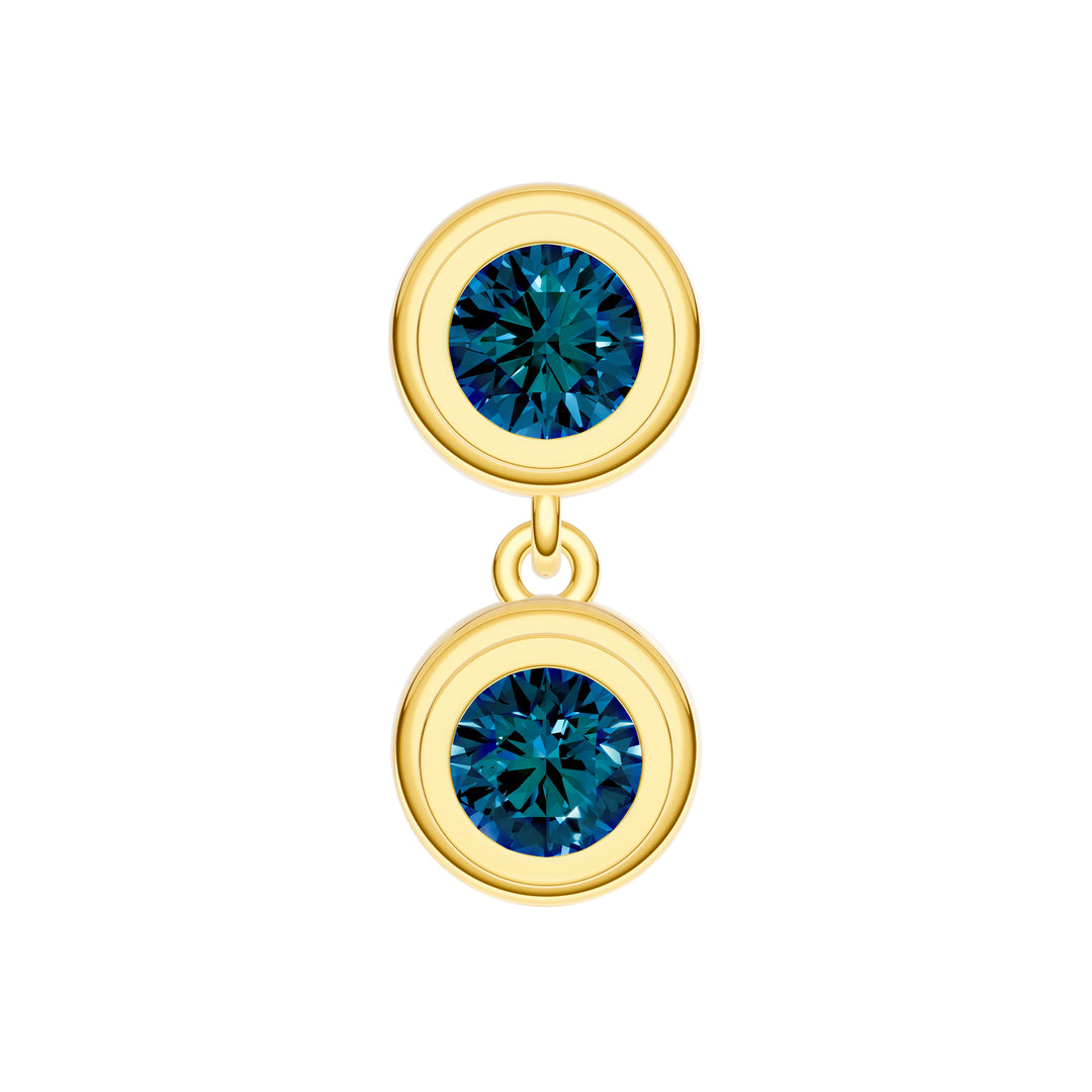 Double Round London Blue Dangle Earrings