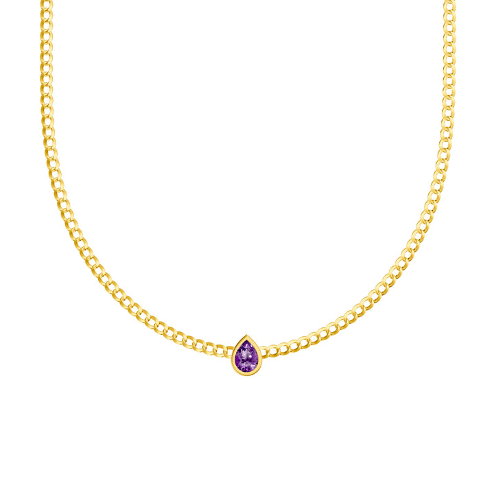 Pear Amethyst Curb Necklace