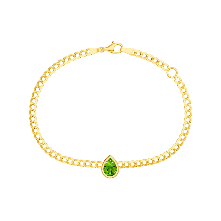 Pear Peridot Curb Bracelet