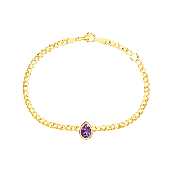 Pear Purple Amethyst Curb Bracelet