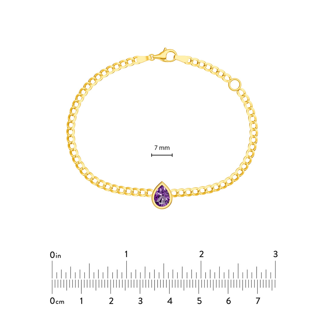 Pear Purple Amethyst Curb Bracelet