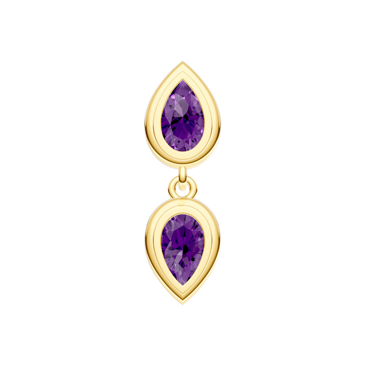 Double Pear Purple Amethyst Dangle Earrings