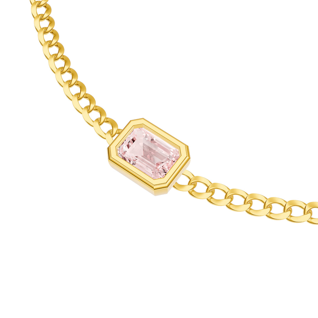 Emerald Pink Morganite Curb Necklace