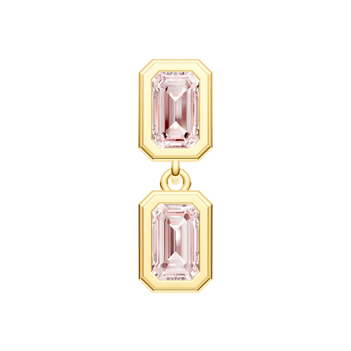 Double Emerald Pink Morganite Dangle Earrings